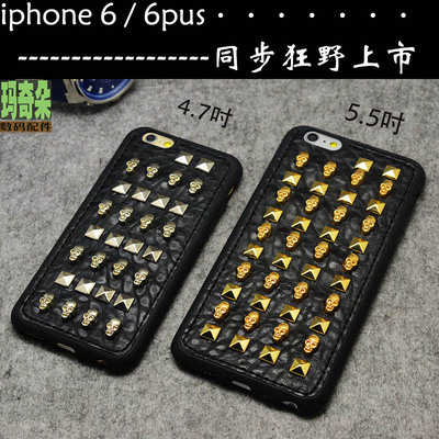 个性狂野苹果6外壳 铆丁仿皮iphone6s保护软 6代金属6plus手机壳