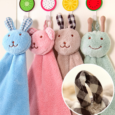 创意可爱小兔子加厚可挂式珊瑚绒超强吸水擦手巾 擦手布