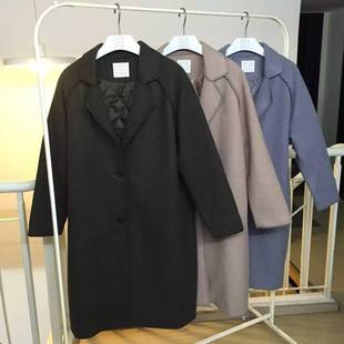 韩国绒呢大衣女2015新款秋冬装茧型中长款高端羊毛毛呢外套