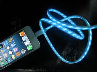 三星USB冷光数据线 iphone6 iphone5发光数据线 iphone4光纤线