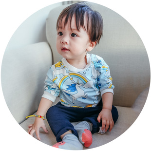 米粒家韩国童装上衣婴幼童彩色飞马T恤 0-3岁宝宝童T恤打底衫