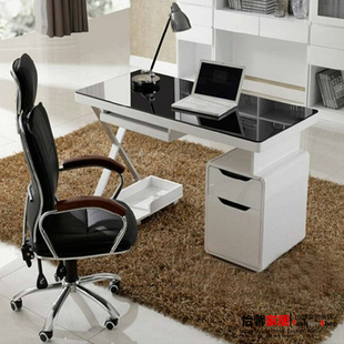 电脑桌简约现代台式白色烤漆家用写字书桌实木笔记本办公桌可定制