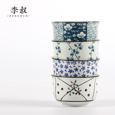 日式和风 小米饭碗汤碗陶瓷碗创意泡面碗汤碗 釉下彩手绘青花餐具