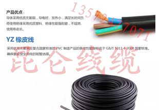 橡套软电缆YZ/YC 3*1.5+1/3*2.5+1铜芯软橡皮线 耐磨防水耐寒线缆