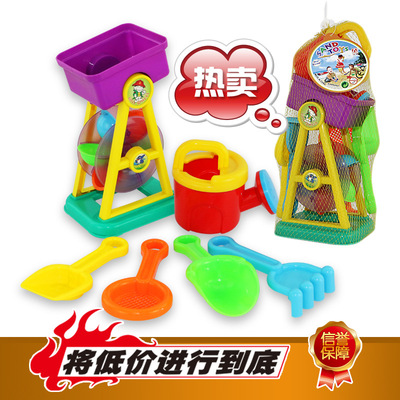 特价官方正品儿童沙滩玩具环保6件套 挖沙戏水户外益智决明子