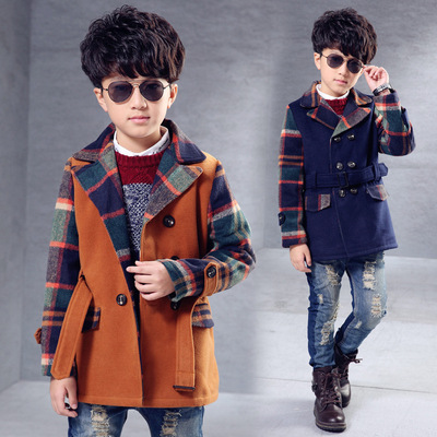 童装男童2015秋冬外套韩版儿童呢子大衣冬装新款中大童毛呢外套潮