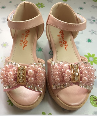童鞋夏季女童凉鞋2015新款高跟珍珠儿童凉鞋女夏韩版中大童公主鞋