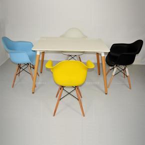 欧式餐桌 时尚桌塑料桌榉木小户型桌子客厅桌子接待桌 洽谈桌椅