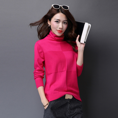 2015秋冬新款韩版女装套头堆堆领打底衫女针织衫长袖高领毛衣女