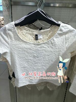 HM H&M女装专柜正品代购 DIVIDED 短款修身印花T恤露脐TEE 多色