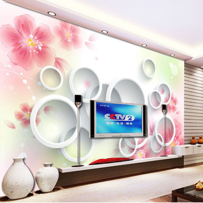 电视背景墙壁纸 客厅卧室圈圈欧式3d立体无纺布墙纸自粘大型壁画