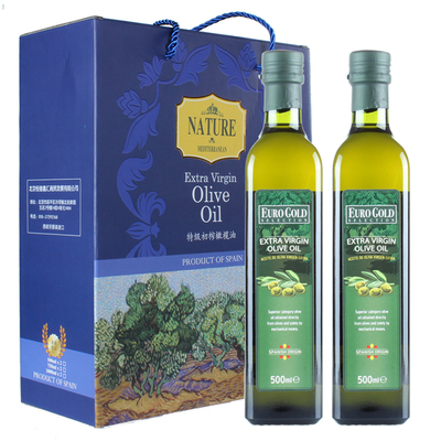 西班牙原瓶进口特级初榨橄榄油500mlx2礼盒 食用送礼营养健康超值