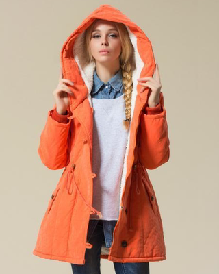 2015冬新款欧美连帽修身时尚百搭气质中长款加厚街头棉衣外套女装