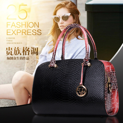 2015新款欧美蛇纹定型女包时尚亮皮斜挎手提奢华女包包厂家直销