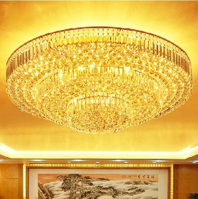 led吸顶灯欧式圆形金色水晶灯客厅灯具大气卧室灯酒店餐厅灯饰具