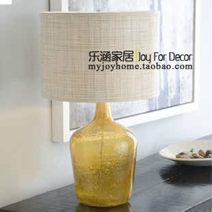 包邮美式欧式宜家现代客厅卧室装饰创意彩色黄色蓝色玻璃床头台灯