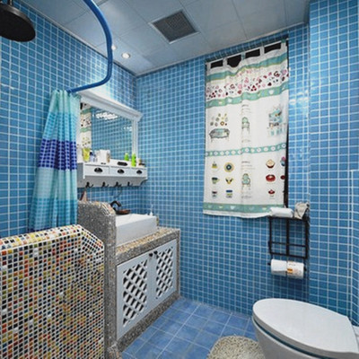 家装建材陶瓷马赛克瓷砖背景墙游泳池蓝色地中海厨房卫生间地砖