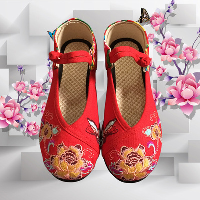 15新款春夏季老北京绣花民族风广场舞芭蕾舞平底休闲女单橡胶底鞋