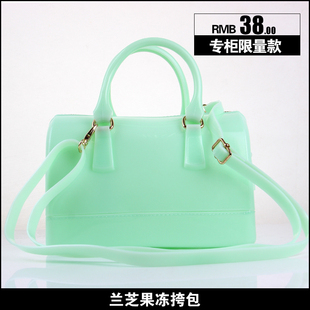 兰芝果冻挎包专柜新款时尚简约清新绿色手提包挎包