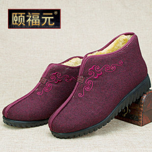 颐福元老北京布鞋冬季新款妈妈鞋棉鞋加绒中老年女鞋民族风老人鞋