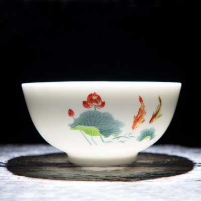 餐具米饭碗家用陶瓷碗5.5寸6个高白玉瓷大泡面碗反口青花瓷中式