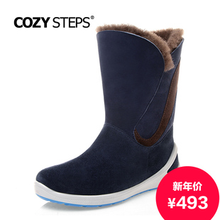 COZY STEPS新品2015羊皮毛雪地靴中筒靴时尚拼色休闲5D826
