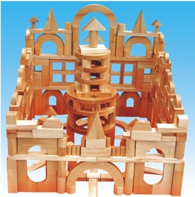 幼儿园玩具 建构建筑实木积木 大型木质主题积木