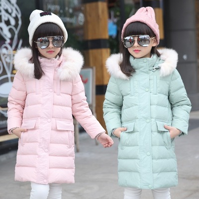 童装2016冬季新款儿童羽绒服中大童韩版女童羽绒服中长款加厚外套