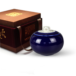 新款大号陶瓷茶叶罐单罐绒布礼盒套装高档带盖密封醒茶茶叶包装盒