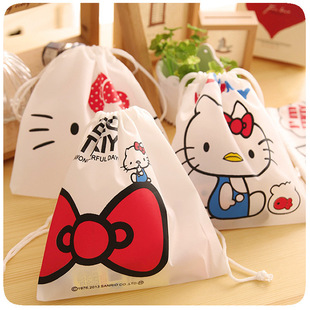 可爱卡通韩版KITTY猫束口袋 防水旅行布艺抽绳收纳袋整理袋杂物袋