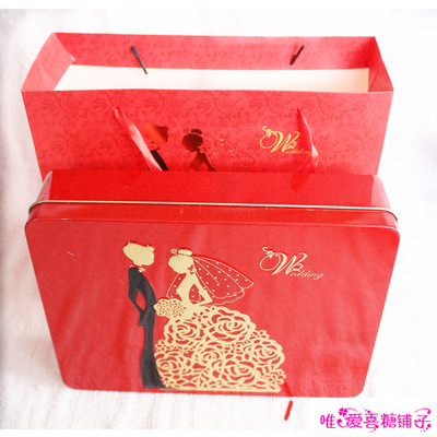订婚结婚喜糖礼盒28粒装喜糖礼盒成品含糖动物铁盒天使铁盒礼盒装