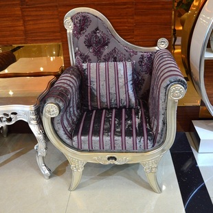 新古典实木沙发椅 简约欧式公主椅单人休闲椅 老虎椅布艺洽谈椅