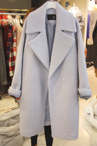 2015秋冬韩国茧型同款毛呢外套女中长款加厚羊毛尼呢子大衣 大码