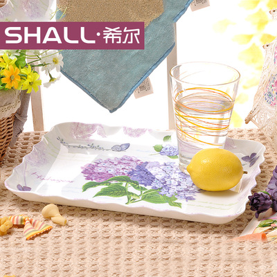 SHALL/希尔 密胺欧式长方形水杯托盘茶盘 时尚创意水果盘餐盘子