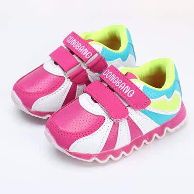 春季新款带灯婴幼儿软底学步鞋0-3岁宝宝女童鞋运动休闲韩版单鞋