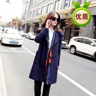 2015冬装新款韩版气质时尚中长款两粒扣长袖呢子大衣外套（控218