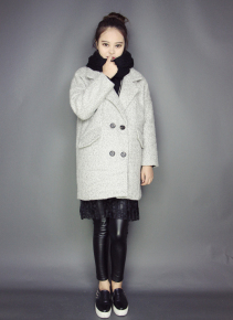 2015冬季新款韩版茧型宽松显瘦毛呢外套女中长款加厚夹棉呢子大衣