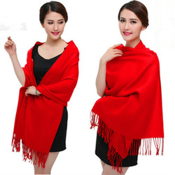 大红色围巾披肩两用 女秋春季冬季 韩版纯色流苏超长围脖保暖