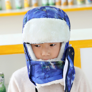 儿童帽子卡通雷锋帽子 男女儿童保暖滑雪帽 户外护颈护耳防寒棉帽