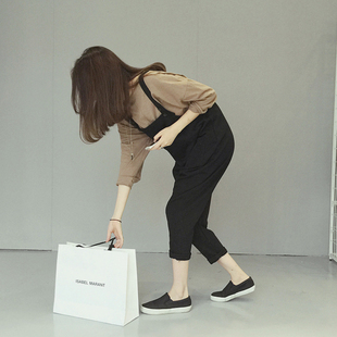 2015秋装新款韩版宽松哈伦裤背带裤+长袖上衣两件套套装女装