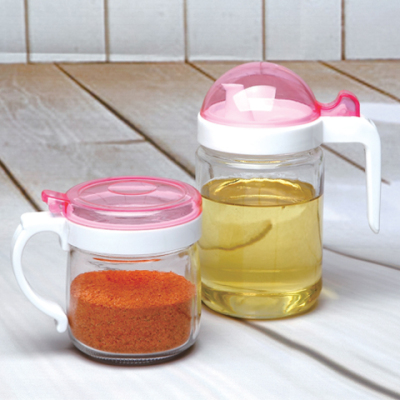 包邮厨房用品玻璃调味罐 储物盐罐创意调料盒套装调味瓶油壶2件套
