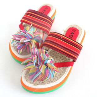 2014新款 韩版平底甜美时尚亚麻底夏季甜美百搭款沙滩鞋凉鞋  261