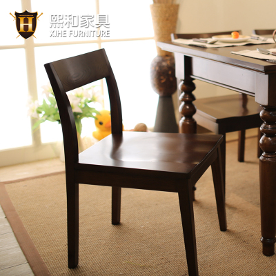 实木餐椅简约美式中式办公椅休闲椅环保水性漆餐厅家具熙和家具