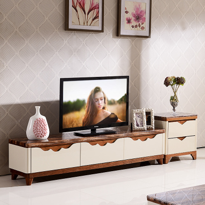 大理石电视柜 茶几 组合 现代简约实木电视机柜 小户型烤漆地柜