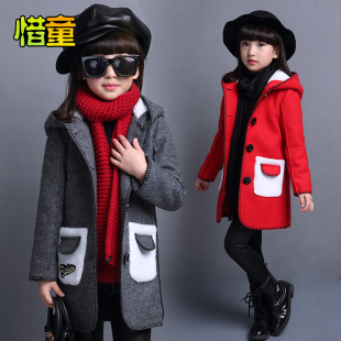 女童韩版加厚外套呢大衣2015冬季新款韩版潮流中大童外套呢大衣