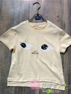 清仓 夏季韩版儿童短袖T恤男女童宝宝个性眼睛T恤纯棉百搭上衣