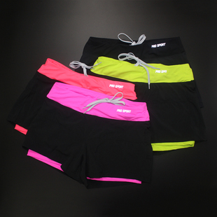 2015新款女子专业跑步运动速干短裤 内衬防走光健身短裤 打底裤