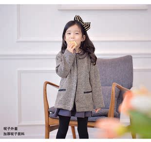 2015冬季新款女童呢大衣韩版冬装外套儿童秋款中大童休闲呢子外衣