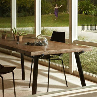 实木欧式咖啡桌长桌写字台复古铁艺餐桌椅酒吧桌椅办公桌会议桌子
