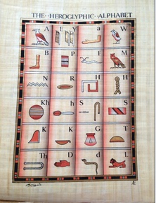 埃及进口纯手工纸草画 古埃及象形字母